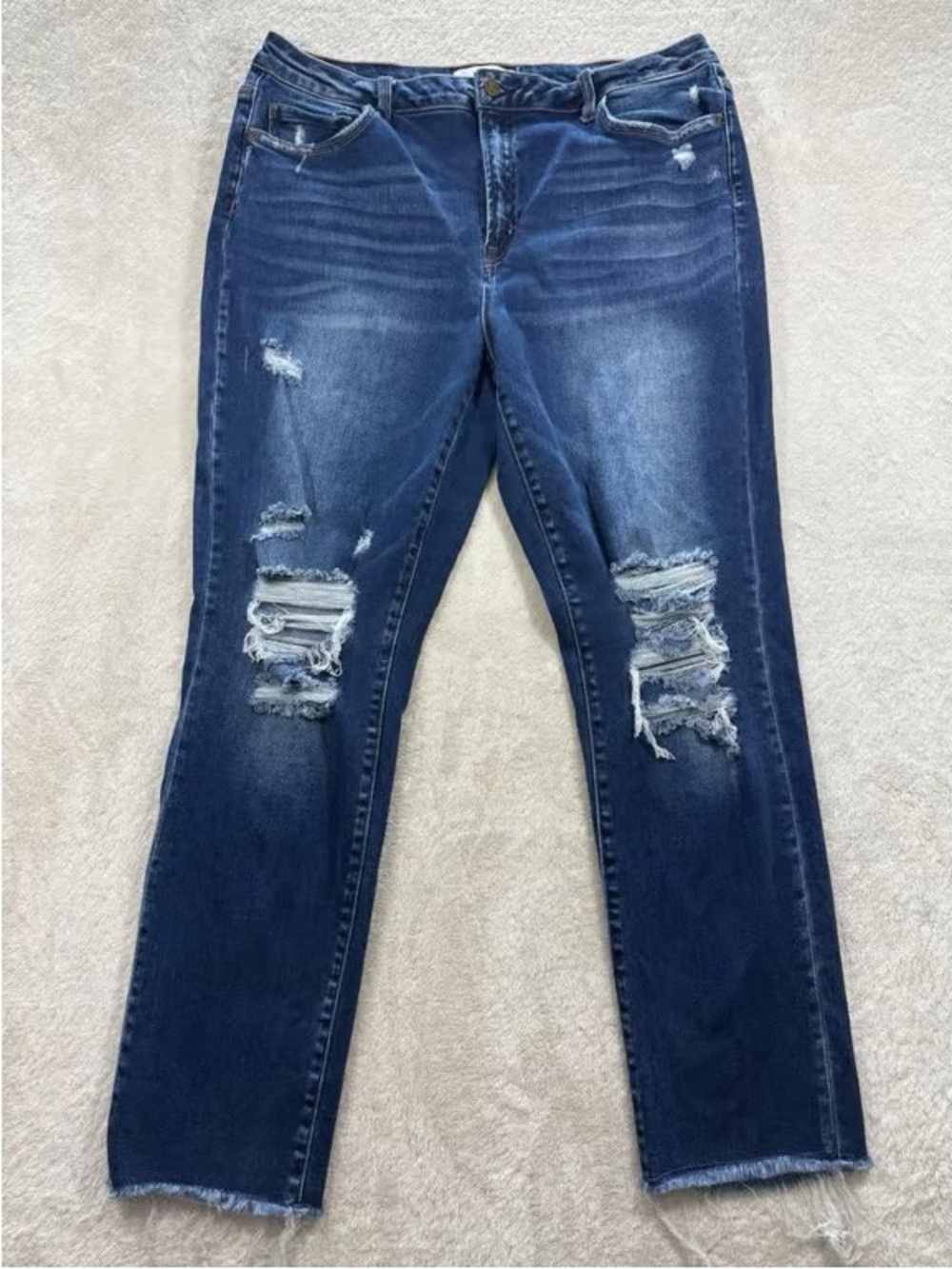 Distressed Dark Blue Women’s Jeans